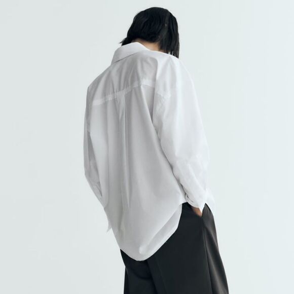 ZARA OVERSIZED POPLIN SHIRT RAW HEM - Picture 7 of 8
